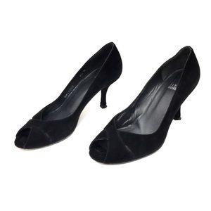 Stuart Weitzman Black Classic Peep Toe Pumps